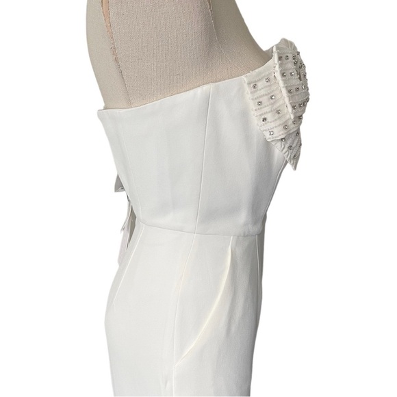 NWT SALONI Sabine Embellished Bow Cady Jumpsuit In Ivory - Picture 8 of 15